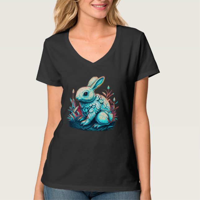 Celebrate Easter in style Cool Bunny Egg Illustrat T Shirt (Framsida)