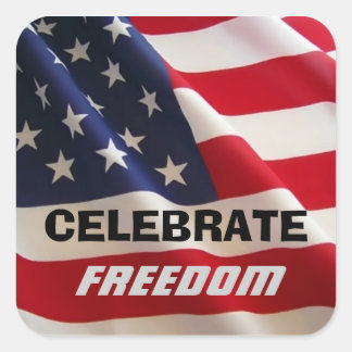 CELEBRATE FREEDOM STICKER FYRKANTIGT KLISTERMÄRKE