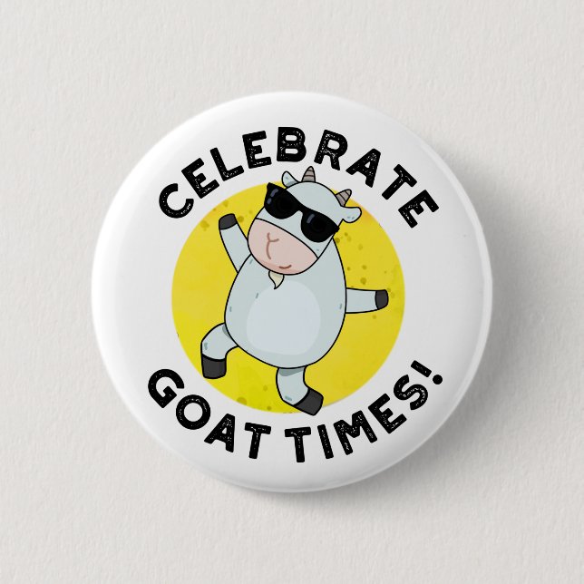 Celebrate Goat Times Funny Animal Pun Knapp (Framsida)
