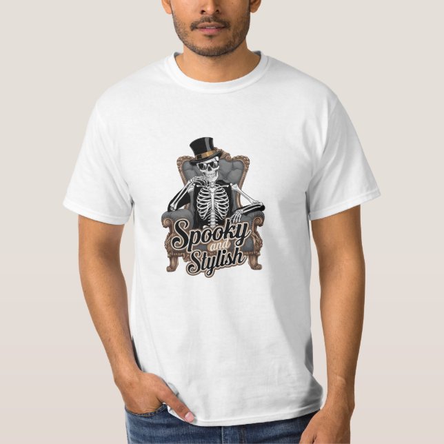 Celebrate Halloween med Skeleton-Theckwork T Shirt (Framsida)