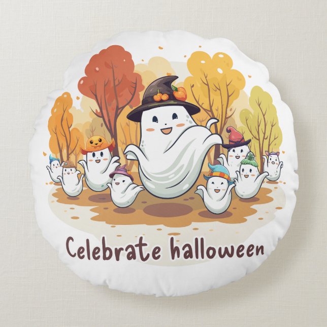 Celebrate Halloween Rund Kudde (Framsidan)