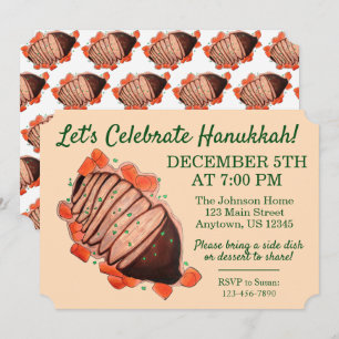 Celebrate Hanukkah Brisket Jewish Helgdagar Party Inbjudningar