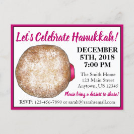 Celebrate Hanukkah Jelly Donut Jewish Helgdagars Inbjudan Vykort