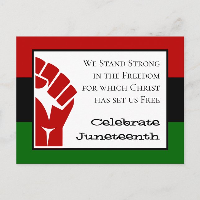 CELEBRATE JUNETEENTH Power Fist Anpassade Text Vykort (Framsida)