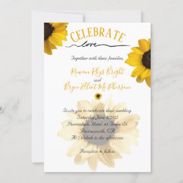 Celebrate kärlek Golden gult solros Inbjudningar