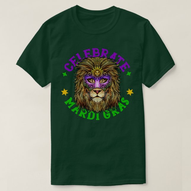 Celebrate Mardi Gras Lejon Masquerakarnival T Shirt (Design framsida)