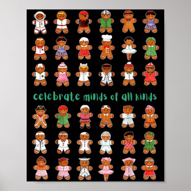 Celebrate Minds Of All Kinds Gingerbread Autism Aw Poster (Framsidan)