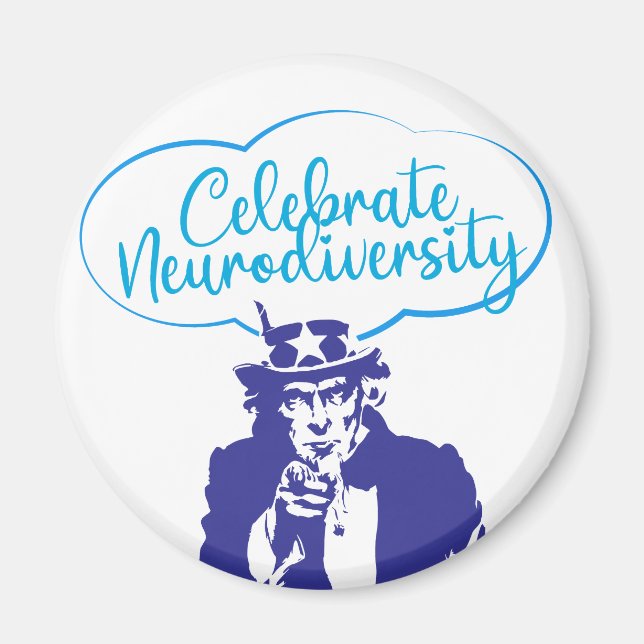 CELEBRATE NEURODIVERSITET UNCLE SAM MAGNET (Framsidan)