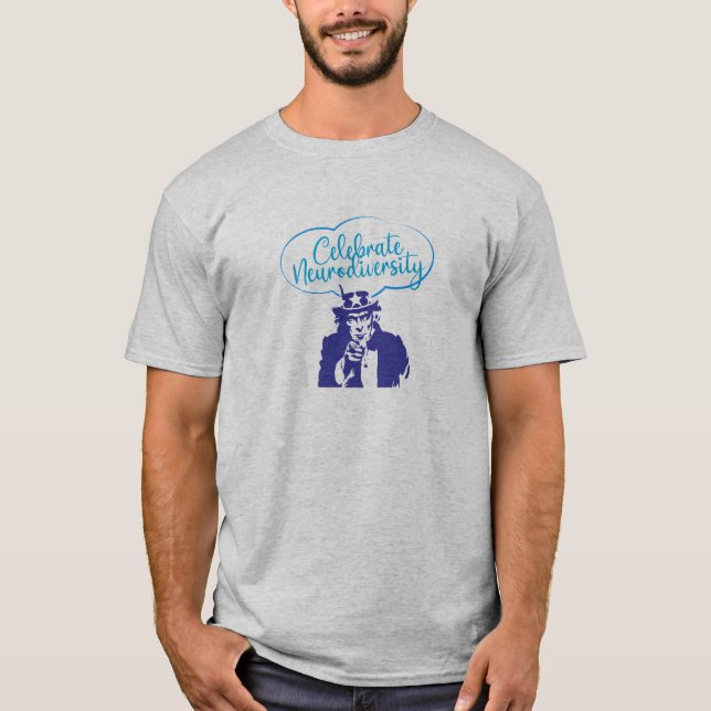 CELEBRATE NEURODIVERSITET UNCLE SAM T SHIRT (Framsida)
