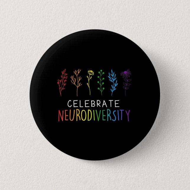 CELEBRATE NEURODIVERSITY Autism Awareness Flower Knapp (Framsida)