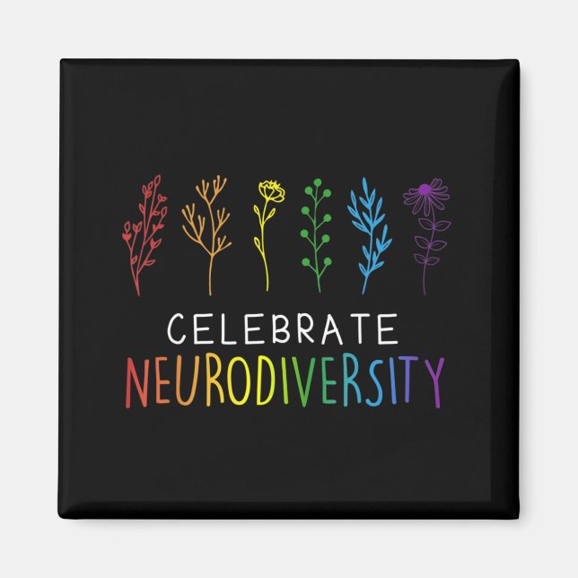 CELEBRATE NEURODIVERSITY Autism Awareness Flower  Magnet (Framsidan)