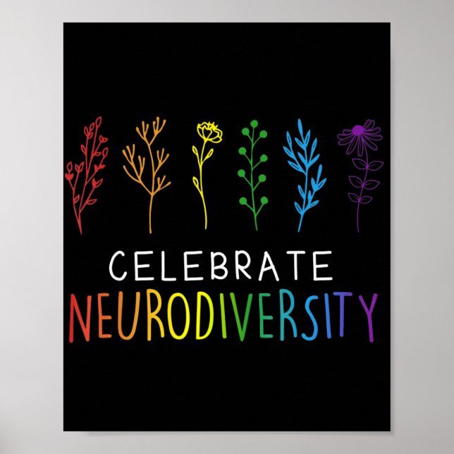 CELEBRATE NEURODIVERSITY Autism Awareness Flower Poster (Framsidan)