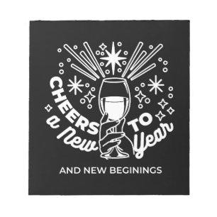 Celebrate New Beginnings Vin Glass Illustration Anteckningsblock