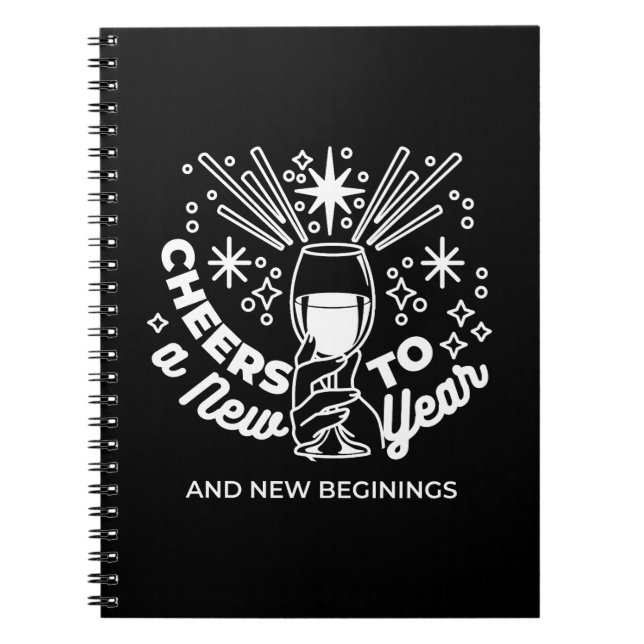 Celebrate New Beginnings Vin Glass Illustration Anteckningsbok (Framsidan)