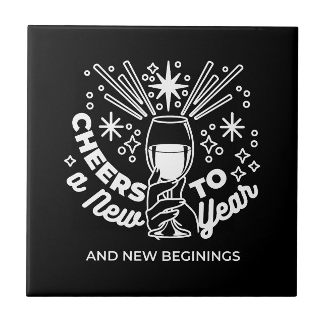 Celebrate New Beginnings Vin Glass Illustration Kakelplatta (Framsidan)