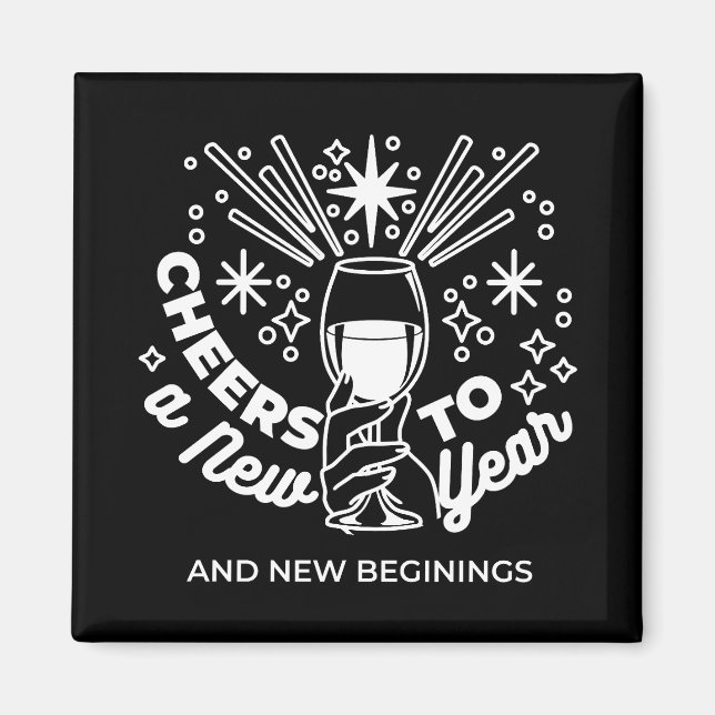 Celebrate New Beginnings Vin Glass Illustration Magnet (Framsidan)