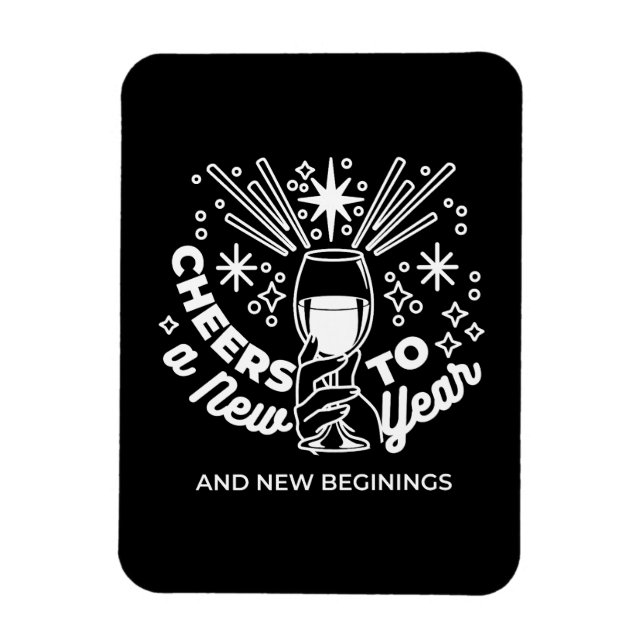 Celebrate New Beginnings Vin Glass Illustration Magnet (Vertikal)