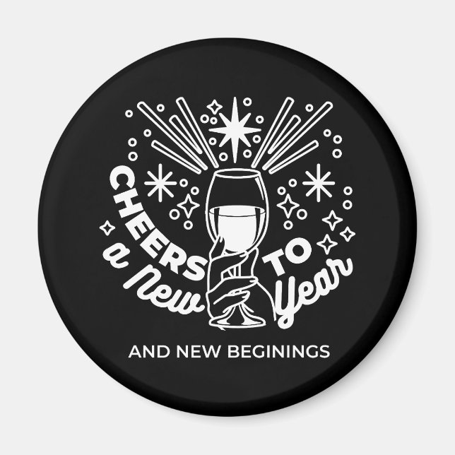 Celebrate New Beginnings Vin Glass Illustration Magnet (Framsidan)