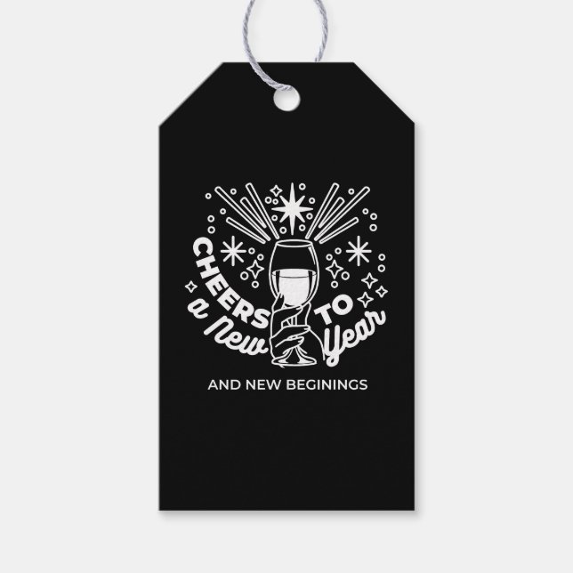 Celebrate New Beginnings Vin Glass Illustration Presentetikett (Framsidan)