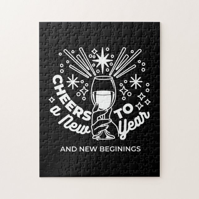 Celebrate New Beginnings Vin Glass Illustration Pussel (Vertikal)