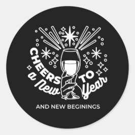 Celebrate New Beginnings Vin Glass Illustration Runt Klistermärke