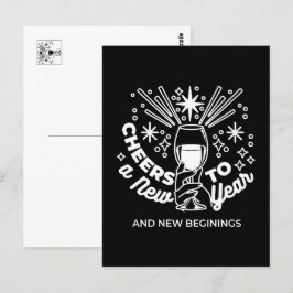 Celebrate New Beginnings Vin Glass Illustration Vykort