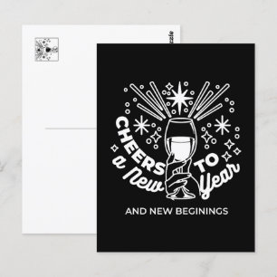 Celebrate New Beginnings Vin Glass Illustration Vykort