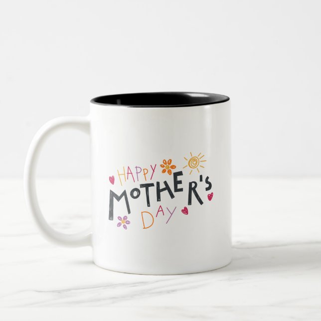 Celebrate Simple Happy Mothers Day Playful Hearts  Två-Tonad Mugg (Vänster)