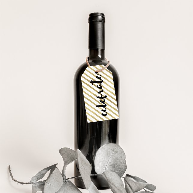 Celebrate | Svart och faux Guld Rand Presentetikett (Skapare uppladdad)