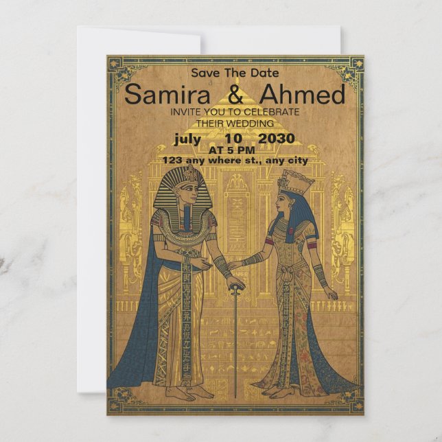 Celebrate Your Love with an Egyptian Pharaoh Weddi Inbjudningar (Framsida)