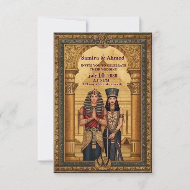 Celebrate Your Love with an Egyptian Pharaoh Weddi Tack Kort (Framsida)