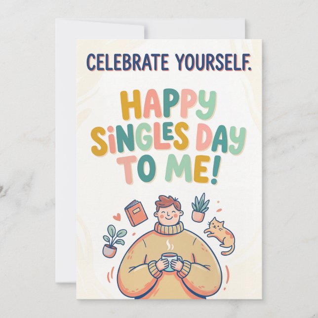 Celebrate Yourself Singles Day Illustration Julkort (Framsida)
