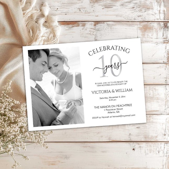 Celebrating 10 Years Photo Ruby Anniversary Party Inbjudningar (Skapare uppladdad)