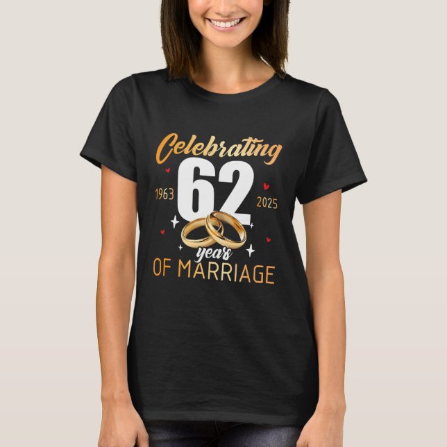 Celebrating 1963 62th 62 Years of Marriage Wedding T Shirt (Framsida)
