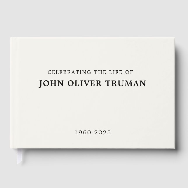 Celebrating Life of Custom Memorial Ivory White  Gästböcker (Framsida)