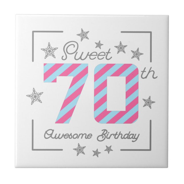 Celebrating Sweet 70th Awesome Birthday Kakelplatta (Framsidan)
