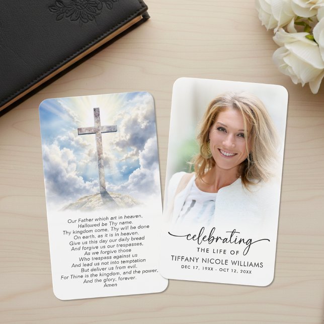 Celebrating the Life Cross Lords Prayer Cards Visitkort (Skapare uppladdad)