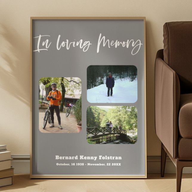 Celebrating the life Three Photos Funeral Poster (Skapare uppladdad)
