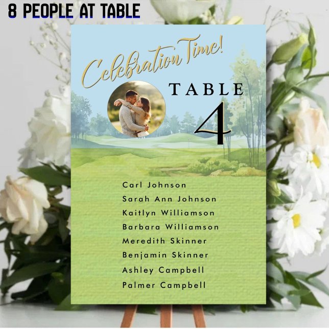 Celebration Golf Wedding Seating 8 Guest Names Bordsnummer (Skapare uppladdad)