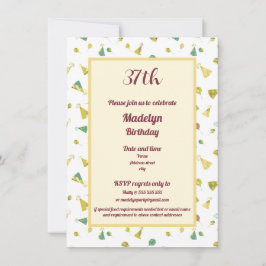 Celebration Hats and Balloons Party Pattern Inbjudningar