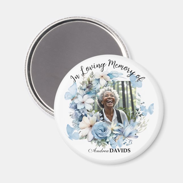 Celebration Of Life 1 Photo Garland Blue Floral  Magnet (Front/Back)
