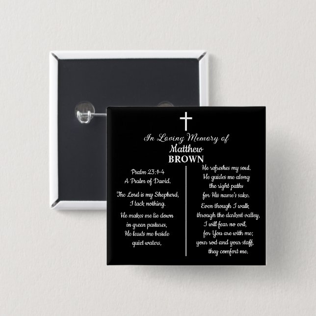 Celebration Of Life Bible Verse Funeral Keepsake Knapp (Framsida & baksida)