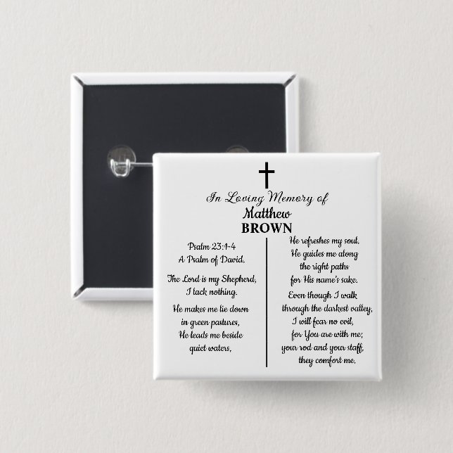 Celebration Of Life Bible Verse Funeral Keepsake Knapp (Framsida & baksida)
