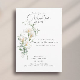 Celebration of Life Calla Lily Funeral Memorial Inbjudningar