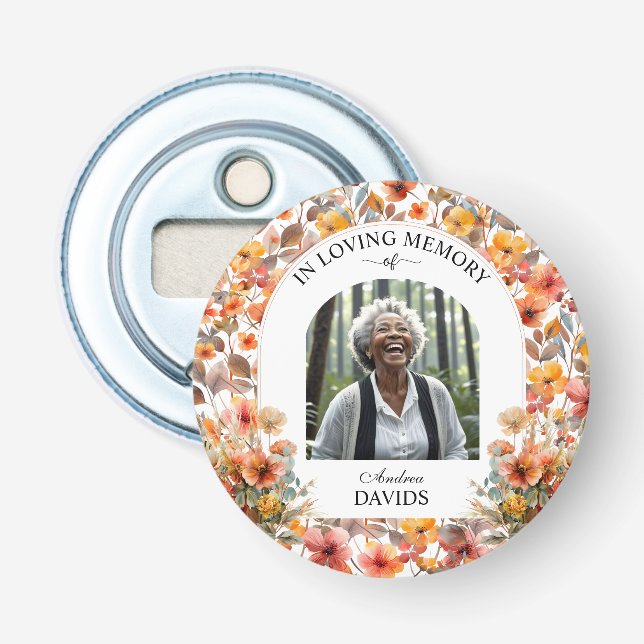 Celebration Of Life Floral Funeral Keepsake Flasköppnare (Framsidan)