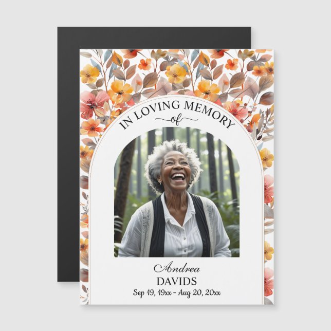 Celebration Of Life Floral Magnetic Keepsake (Fram/baksida)