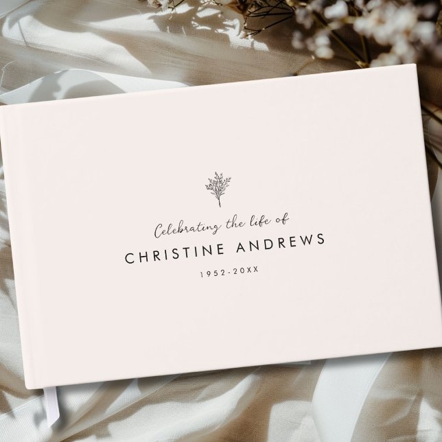 Celebration of Life Floral Memorial Beige Mist Gästböcker (Celebration of Life Floral Memorial Beige Mist Guest Book)