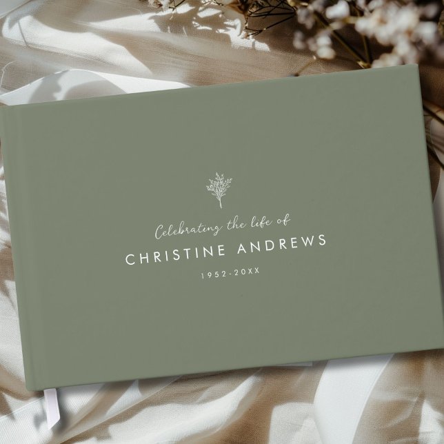 Celebration of Life Floral Memorial Green Gästböcker (Celebration of Life Floral Memorial Green Guest Book)