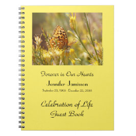 Celebration of Life Guest Book, Yellow Butterfly  Anteckningsbok