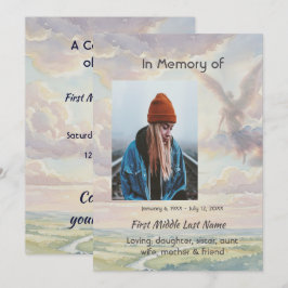 Celebration of Life Invite Angel Sky Clouds Inbjudningar